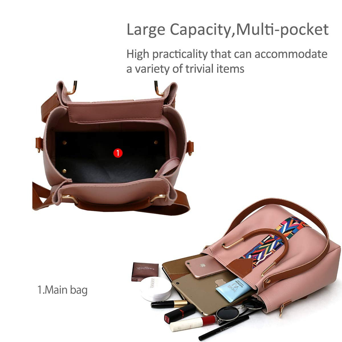 Women Handbags Shoulder Bags 4 Pcs Handbags For Ladies Top-Handles Crossbody Bags Purse Wallet