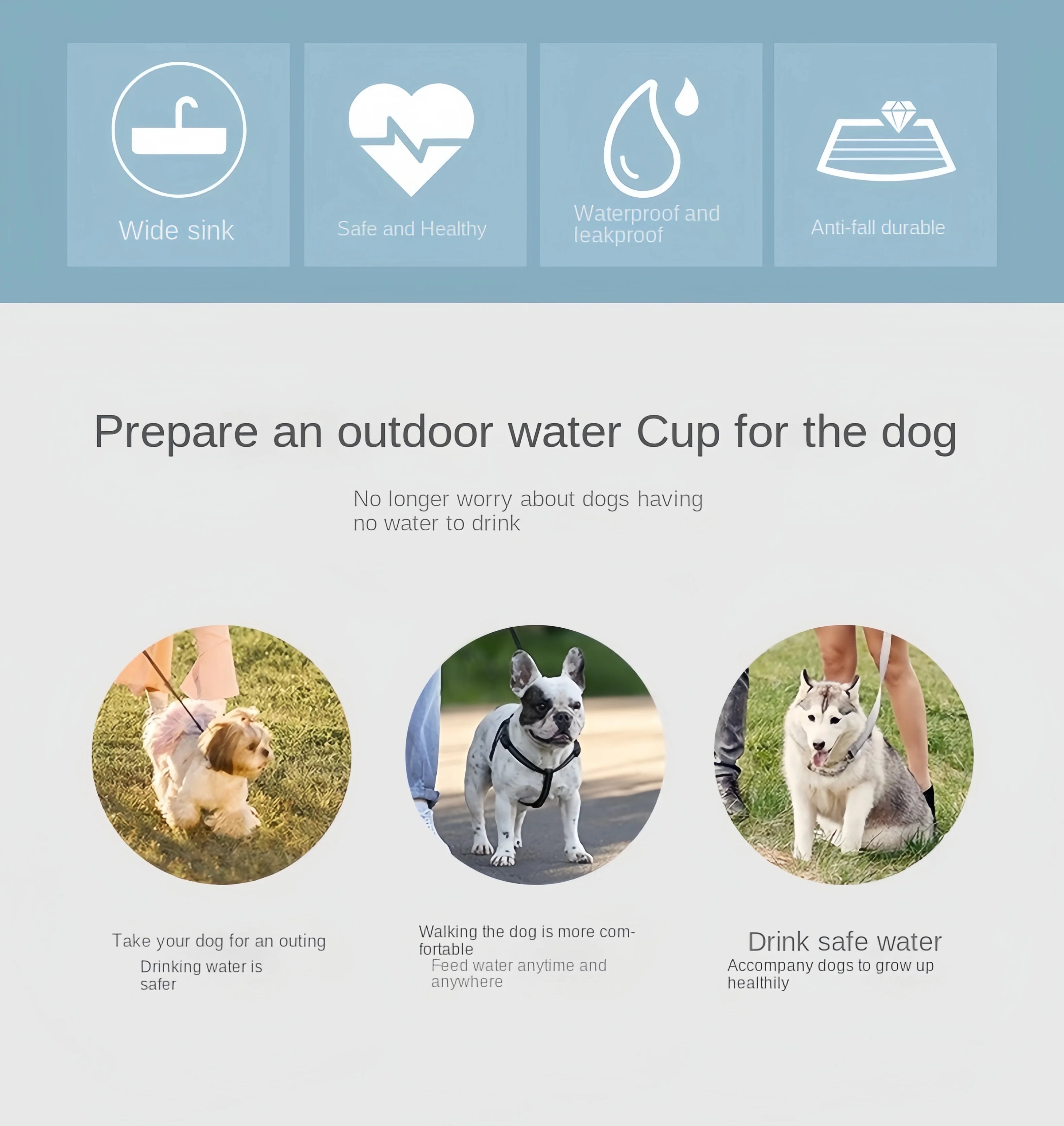 Portable Dog & Cat Water Bottle with Food Storage – 350ml/550ml Travel Pet Feeder Bowl
