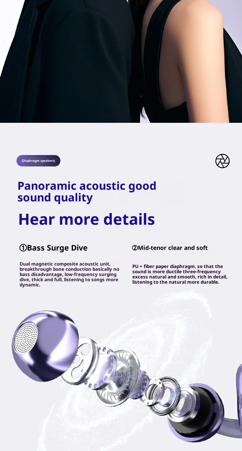 Original Sony Wireless Headphones D151 Open-back Clip-on Style, Bluetooth 5.4 Sports Earphone Hi-Fi Noise canceling Headset