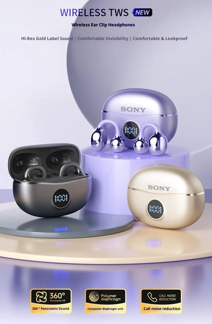 Original Sony Wireless Headphones D151 Open-back Clip-on Style, Bluetooth 5.4 Sports Earphone Hi-Fi Noise canceling Headset