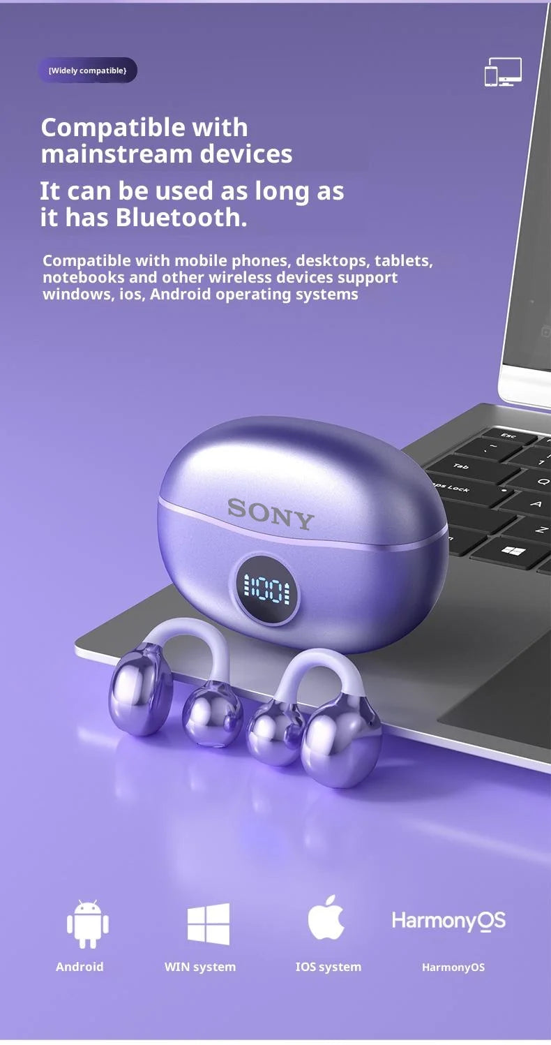 Original Sony Wireless Headphones D151 Open-back Clip-on Style, Bluetooth 5.4 Sports Earphone Hi-Fi Noise canceling Headset